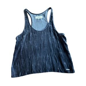 Abercrombie & Fitch Dark Blue Sheared Velvet‎ See Thru Tank Size M